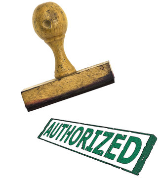 A stamp with big stamp "Authorized" ; on white separated