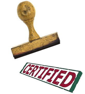 A stamp with big stamp "Certified" ; on white separated