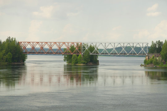 Railway bridge over Vuoksa river, Russia