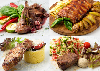 meat fillet with salad and garnish