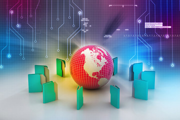 File folders around Earth