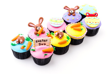Easter cupcakes isolated white background