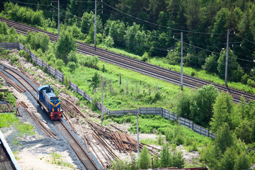 Shunting train on industrial plant