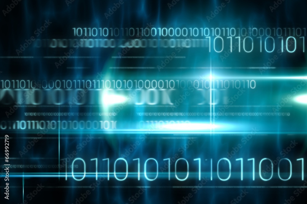 Aufkleber Blue technology design with binary code