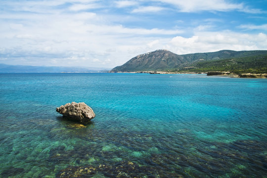 turquoise seaand mountains in Cyprus