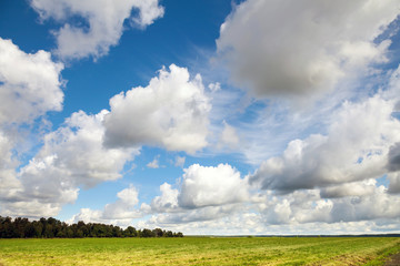 Empty country landscape with dramatic cloudy sky
