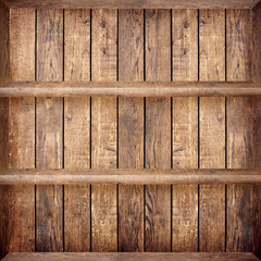 Blank vintage wooden bookshelf