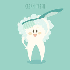 clean the teeth, healthy white teeth vector illustration