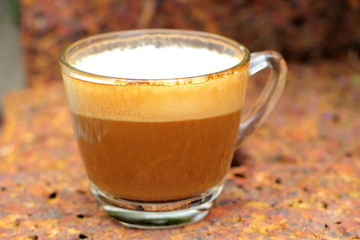 Espresso coffee delicious in glass cup