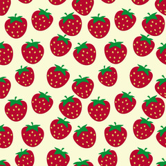 Seamless pattern with ripe strawberries