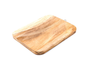 Wood cutting board isolated white background