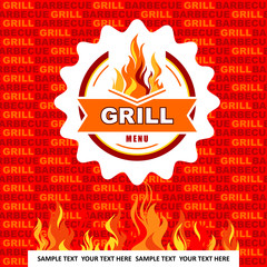 Grill menu on orange background.