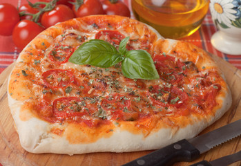 Heart shaped pizza margherita