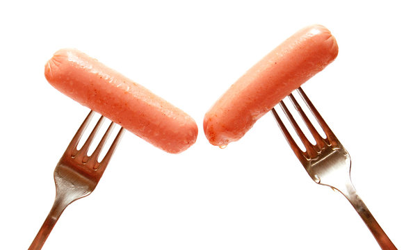 Sausages and forks