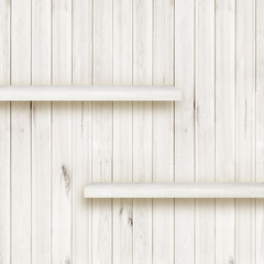 Naklejka na ściany i meble Blank white wooden bookshelf