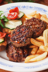 Mini burgers with french fries