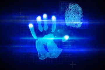 Fototapeta premium Digital security hand print scan