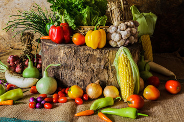 still life  Vegetables, Herbs and Fruit.