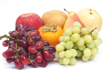 Fresh fruits isolated on white background.