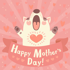 Greeting card for mom with cute puppy.