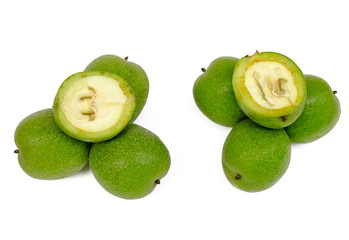 green nut on a white background