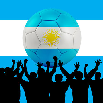 Mass cheering with Argentina Soccer ball