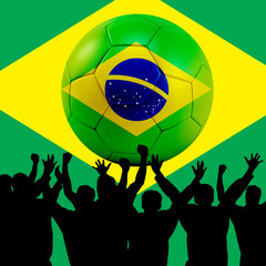 Mass cheering with Brazil Soccer ball