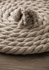Fototapeta na wymiar ship ropes on wood