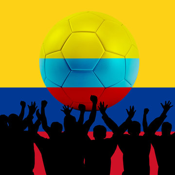 Mass cheering with Colombia Soccer ball