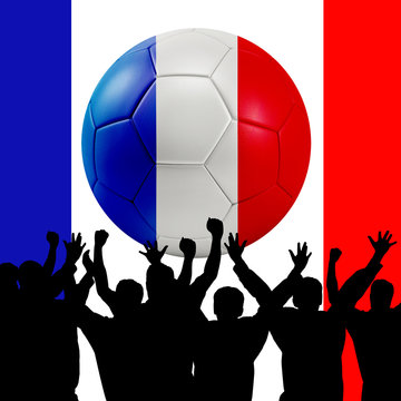 Mass cheering with France Soccer ball