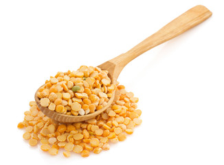 pea grain and wooden spoon