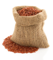 rice in sack bag on white © Sergii Moscaliuk