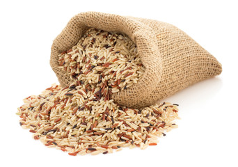 rice in sack bag on white © Sergii Moscaliuk