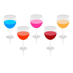 five wineglass vector illustration