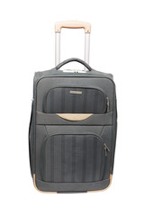 gray suitcase with combination lock isolate on white background