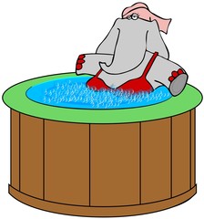 Naklejka premium Elephant in a hot tub