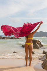Asian model on the beach