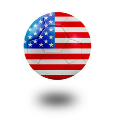 Soccer ball with American flag isolated in white