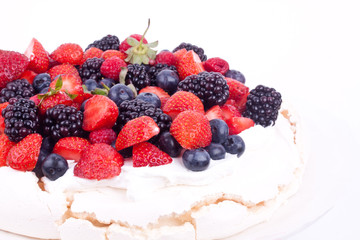 pavlova cake with berry fruits