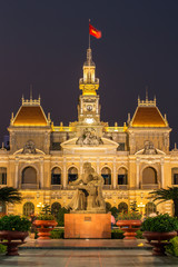 The City Hall in Ho Chi Minh City, Vietnam at night
