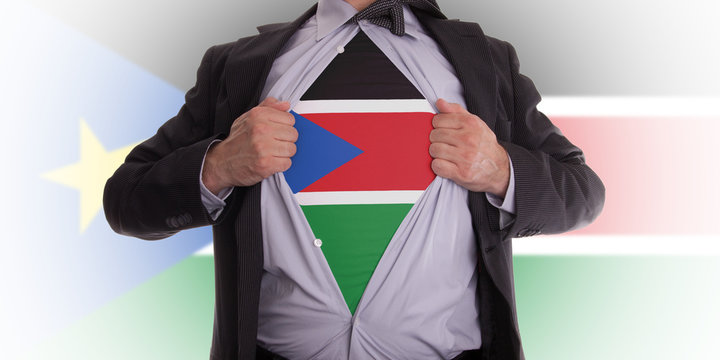 Business Man With South Sudan Flag T-shirt