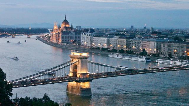 View from the royal hill to evening Budapest