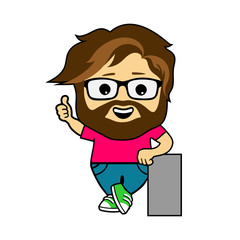 Cartoon programmer man.
