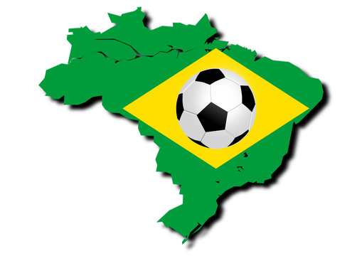 football With Flag of Brazil.- 3d image