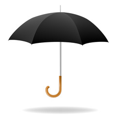 Realistic black umbrella. Vector illustration