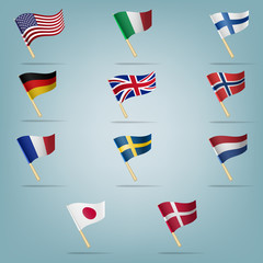 Moving flags set. Vector illustration