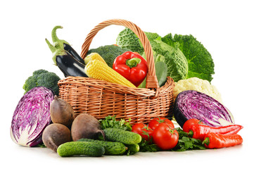 Composition with variety of fresh raw organic vegetables