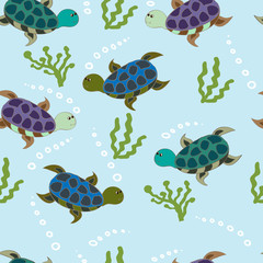 Seamless pattern with turtles.