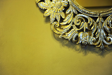 Decorative detail, mirror with silvery frame