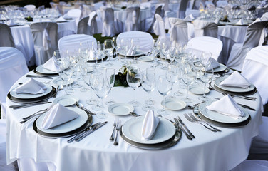 Table set for a wedding banquet